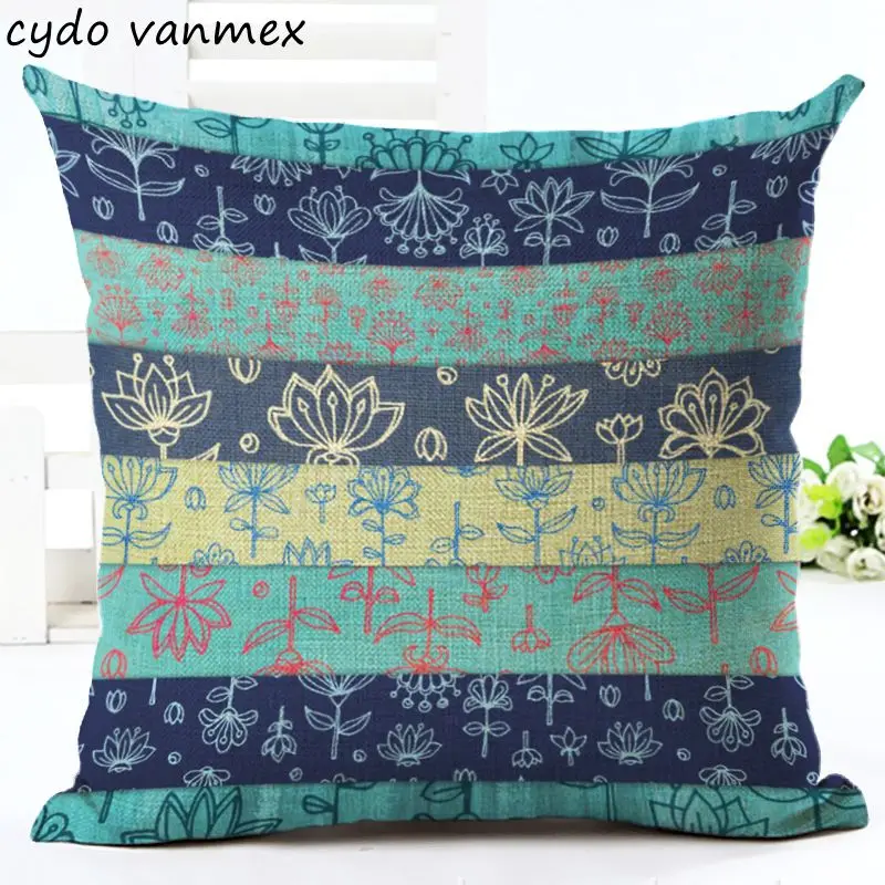 

bright colorful cushion cover striped lounge couch chaise throw pillow case floral ethnic almofada 45cm ombre cojines