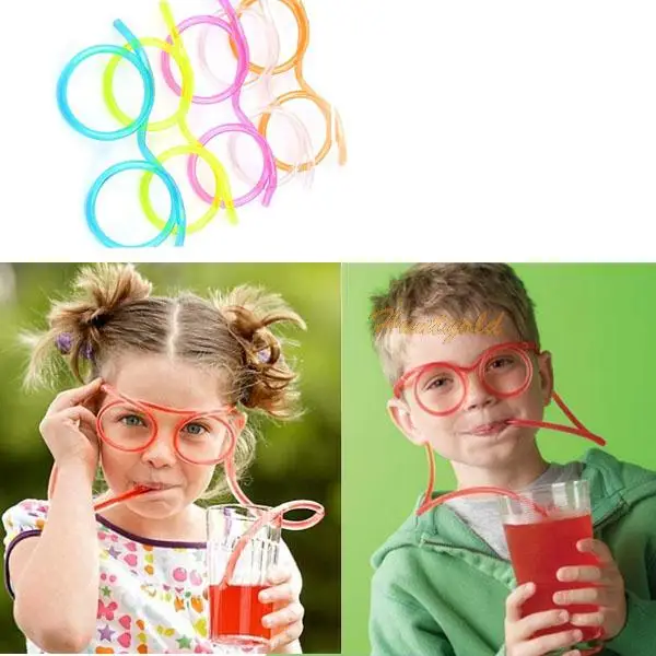 Novelty Flexible Drinking Straw Eyeglasses Tube Funny Drinking Tubing