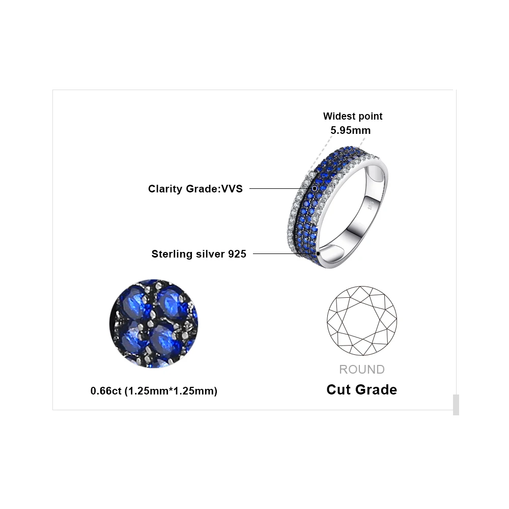 JewelryPalace 0.8ct Created Blue Spinel Cluster Cocktail Ring 100% Real 925 Sterling Silver Fashion Brand Fine Jewelry For Women