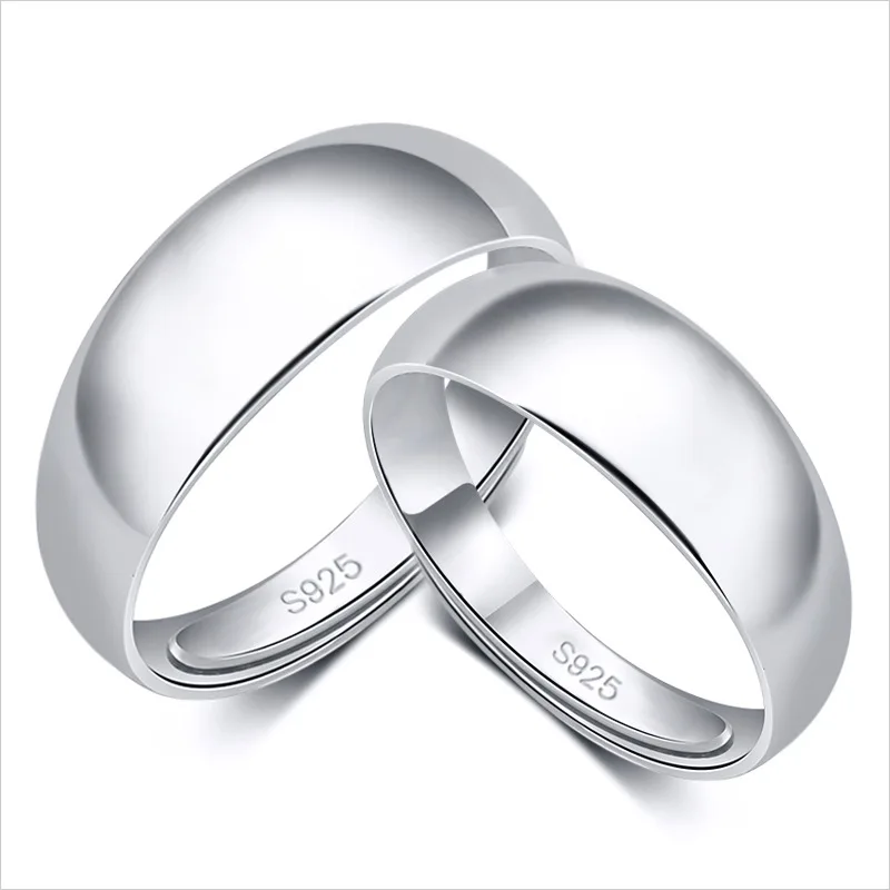 

Wide Surface Couple Rings for Women Men Lovers 925 Sterling Silver Minimalist Engagement Wedding Ring Jewelry Girlfriend Gift