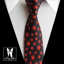 Высокая мода 5 см черный с красными звездами повседневные Галстуки для галстук для вечеринок