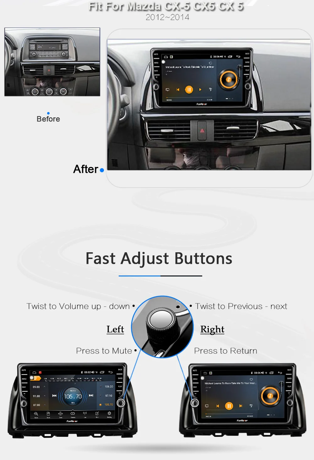 Cheap Funrover 2 din 8 core android 9.0 Car dvd multimedia player for Mazda CX-5 2013-2016 car radio stereo gps navigation DSP wifi BT 10