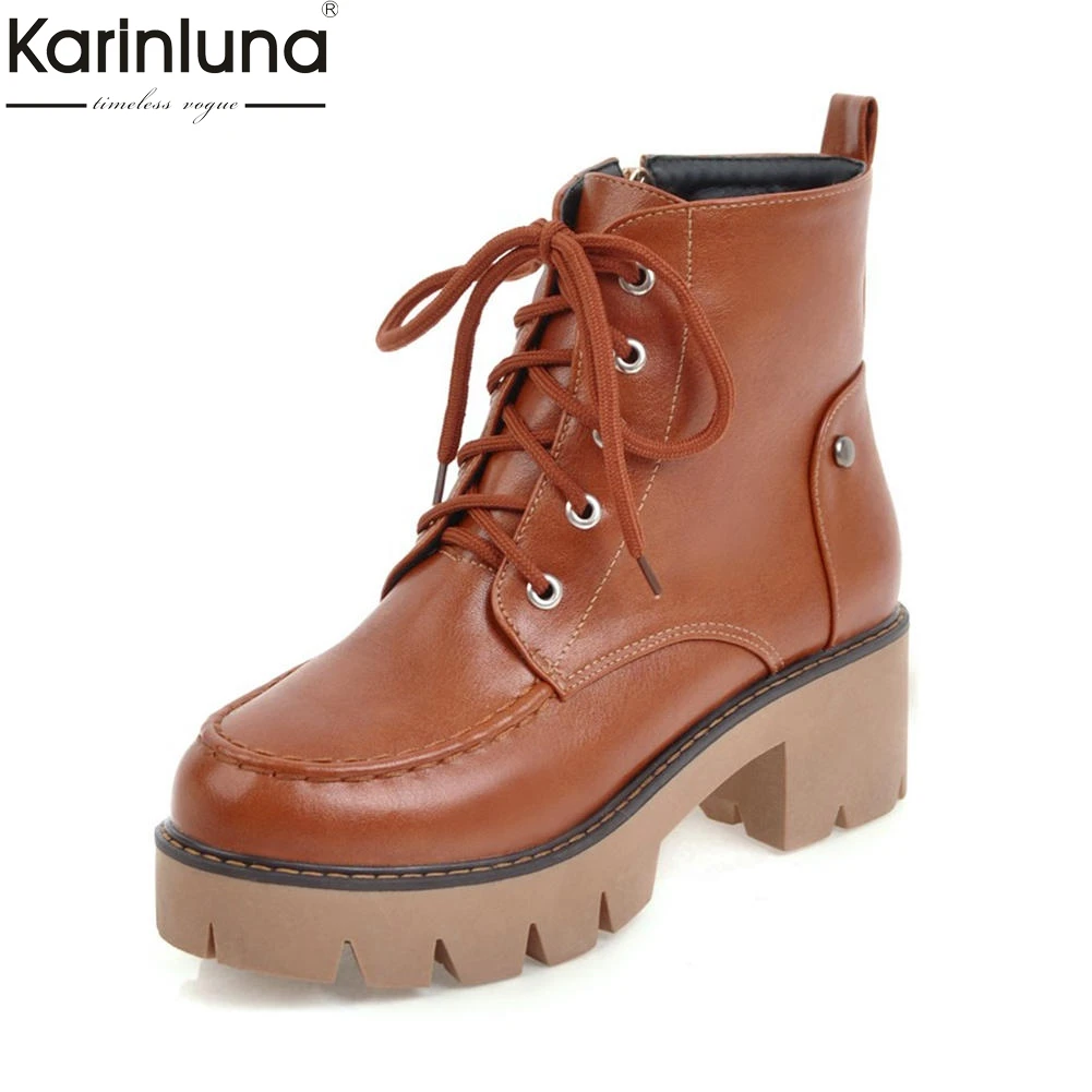 

KarinLuna 2018 Large Size 34-43 Zip Up New Fashion Platform Ankle Boots Woman Shoes Casual Wholesale Shoes Woman Boots Female