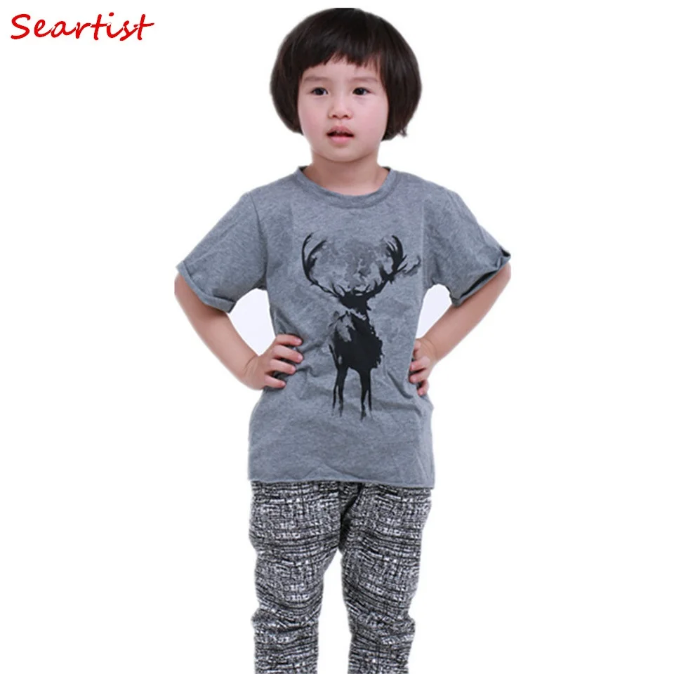 

#26# 2016 New Baby Boys Cute Reindeer Cotton T Shirt Kids Summer T-shirt Children's Summer Tops