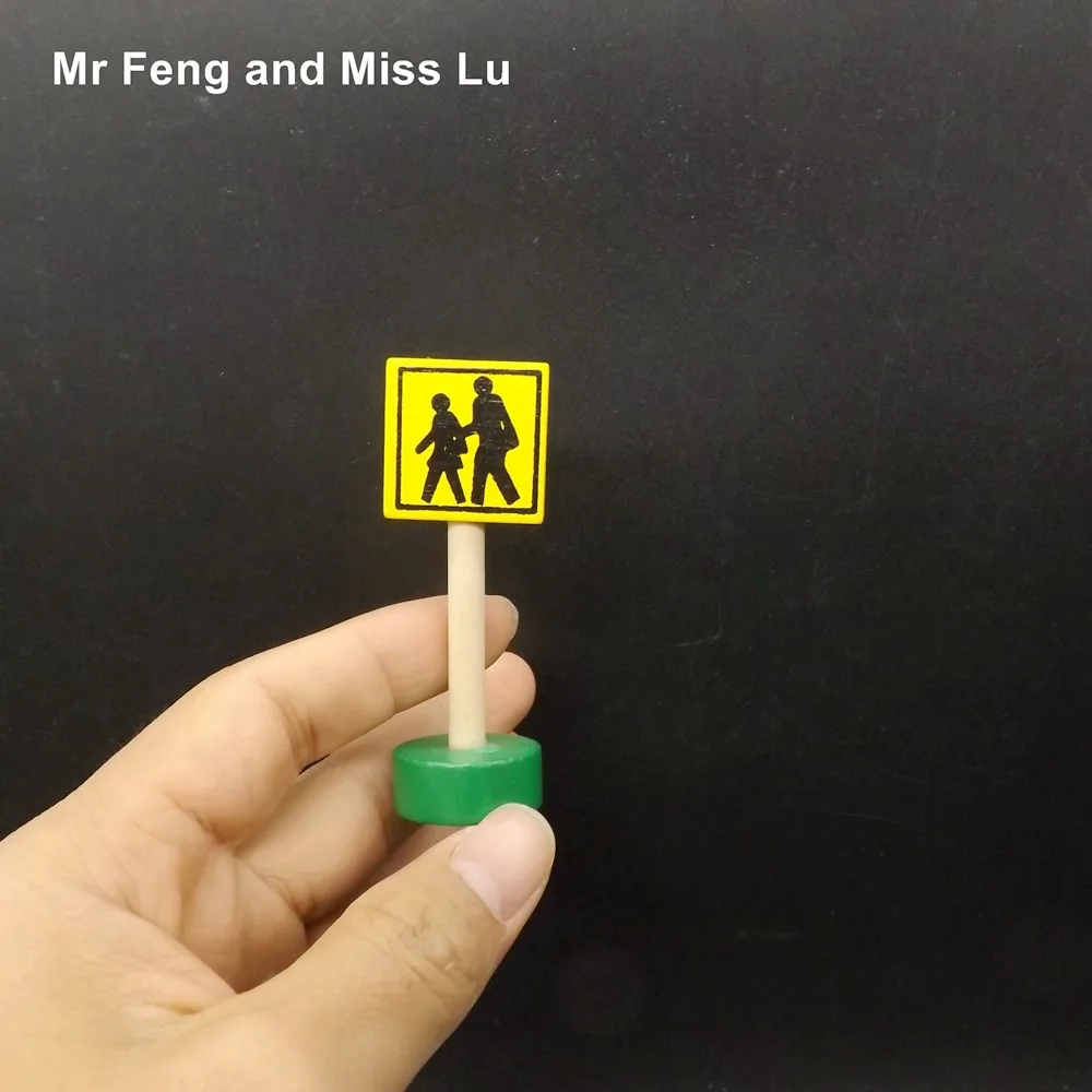 Pedestrian Traffic Sign Vehicle Model Accessories Toy Wooden Game Teaching Kid |