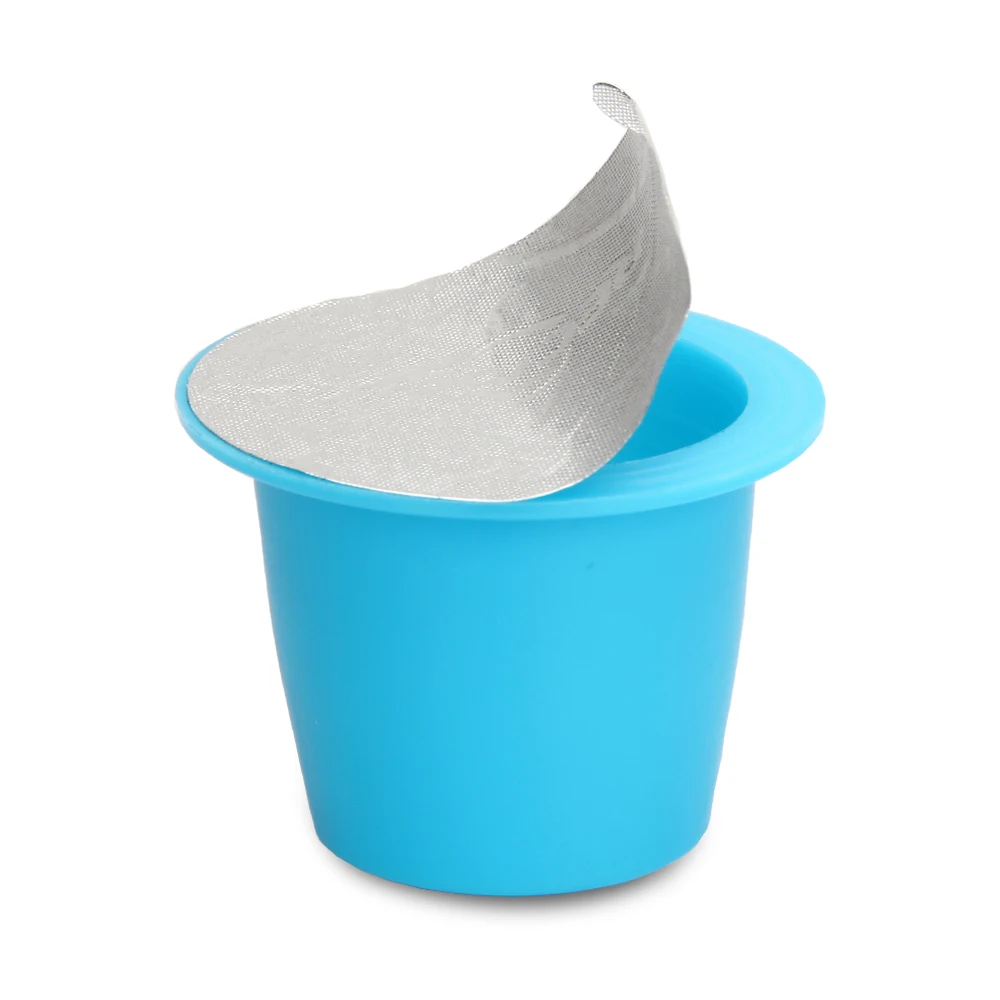 Recaps Disposable Empty Coffee Capsule Pod Fillable Espresso Coffee or Tea for Nespresso Machines Maker Blue Color Recaps Disposable Empty Coffee Capsule Pod Fillable Espresso Coffee or Tea for Nespresso Machines Maker Blue Color