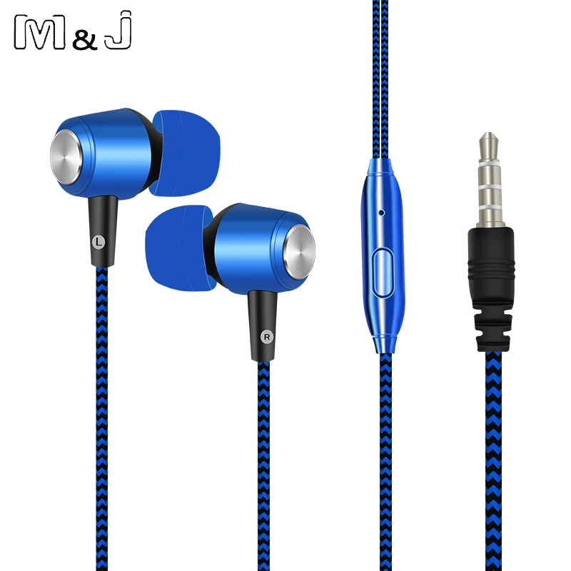 M & J Новый покрытие стерео Бас Наушники оплетка Earbus в ухо 3 5 мм с микрофоном для Iphone