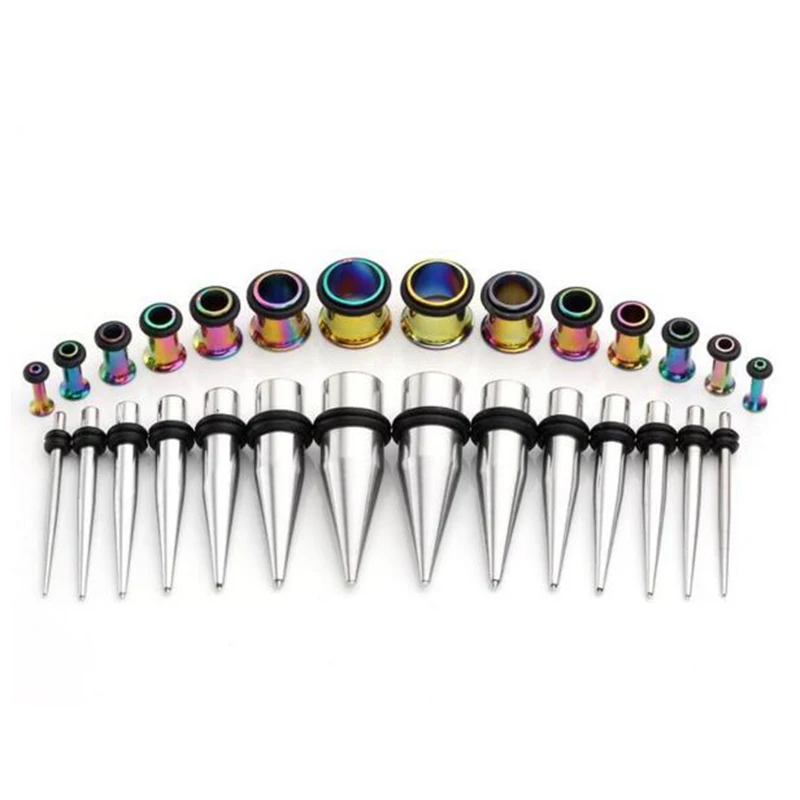 Ear Taper Stretching and Tunnel Kit Stainless Steel Rainbow Single