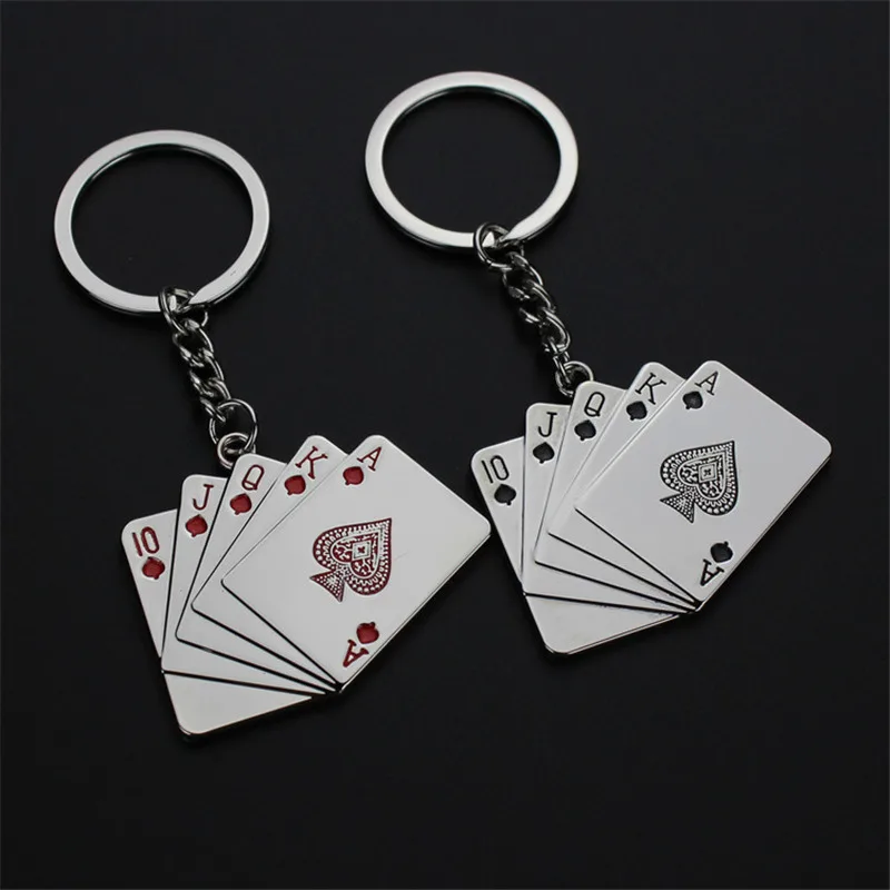 New Fashion Poker Playing Cards Keychains Key Chains Key Rings Holder