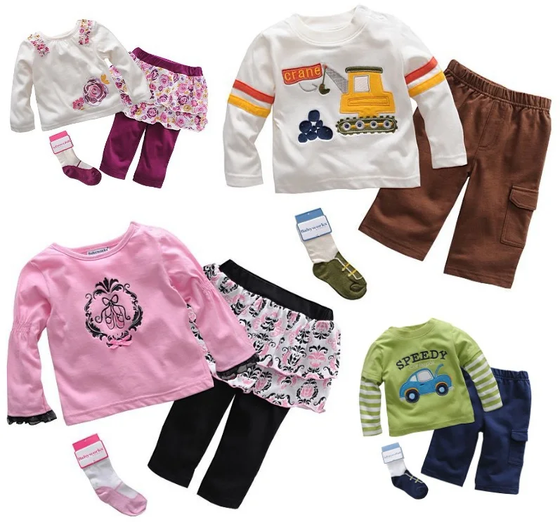 baby suits t shirts pants trousers cotton tee+pant set socks jersey