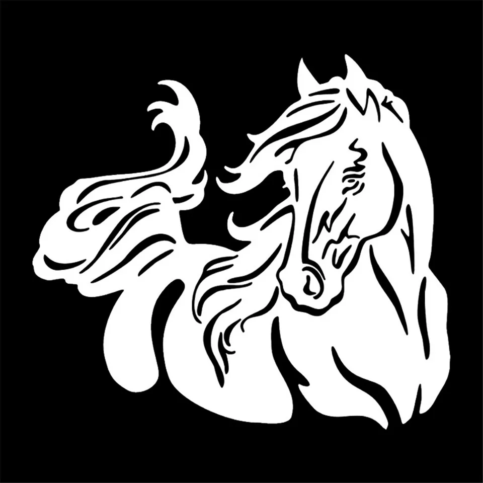 2017.9CM Beautiful Horse Pattern Car Body Stickers Stylish Pet Equine Car Body Decals Car For Ford Audi BMW Toyota VW Black (2)