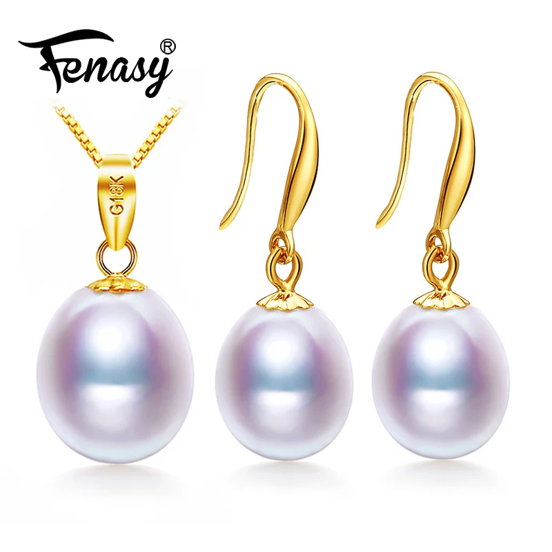 FENASY 18k Gold Earrings Pearl Jewelry 18K Pendant Necklaces &amp For Lovers Send S925 Silver | Украшения и аксессуары