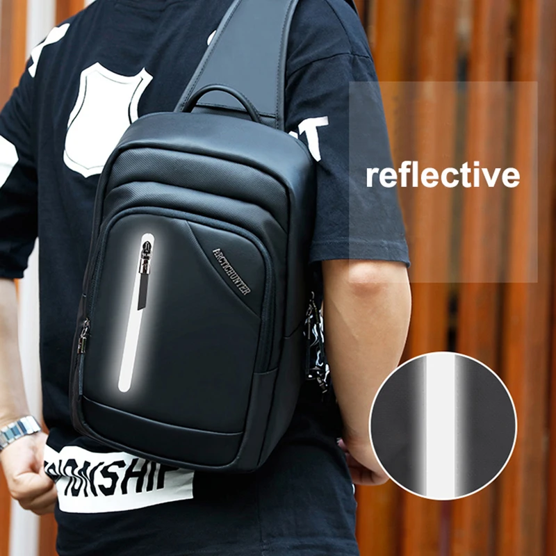 ARCTIC HUNTER, Новинка осени, водонепроницаемый, USB дизайн, нагрудная сумка, школьная мужская сумка на ремне, Большая вместительная сумка,, сумки через плечо