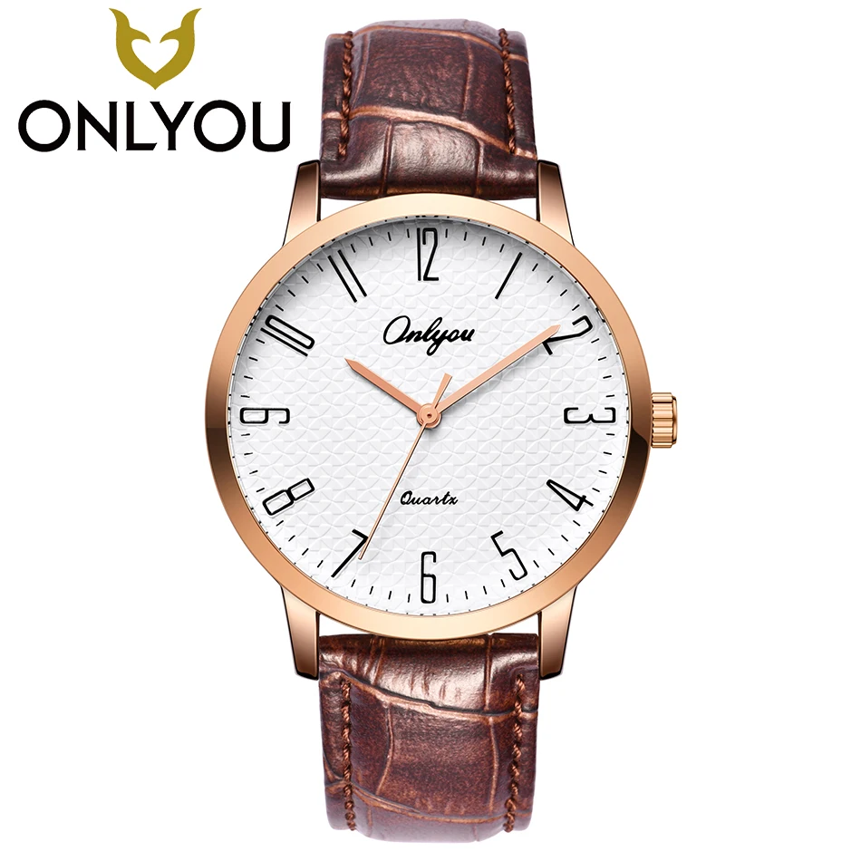 

ONLYOU Men Watches Top Fashion Brand Cheaper Watch Man Casual Leather Quartz Clock Male Business Big Numbers Dial Wristwatch