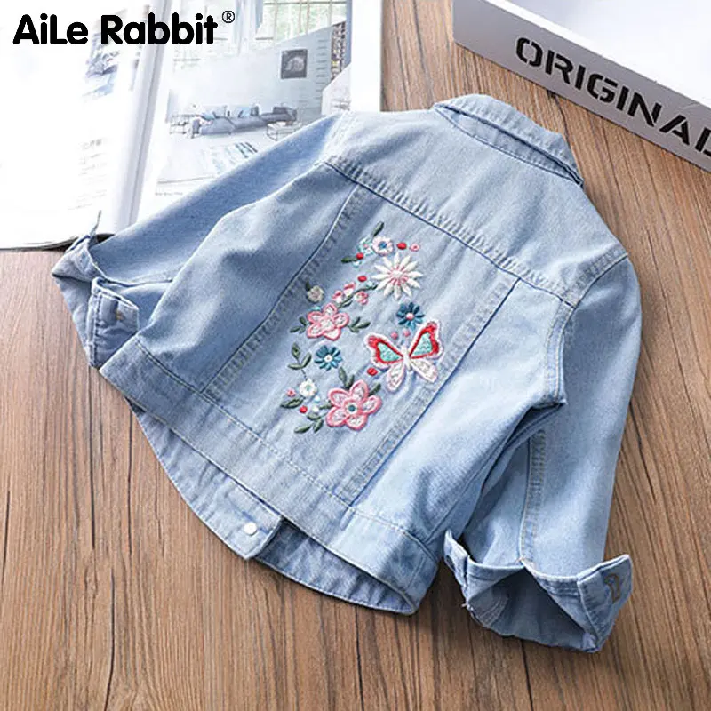 Baby girls jean jacket soft embroidery denim jacket coat in the autumn of 2018 children's wear new CK188 children