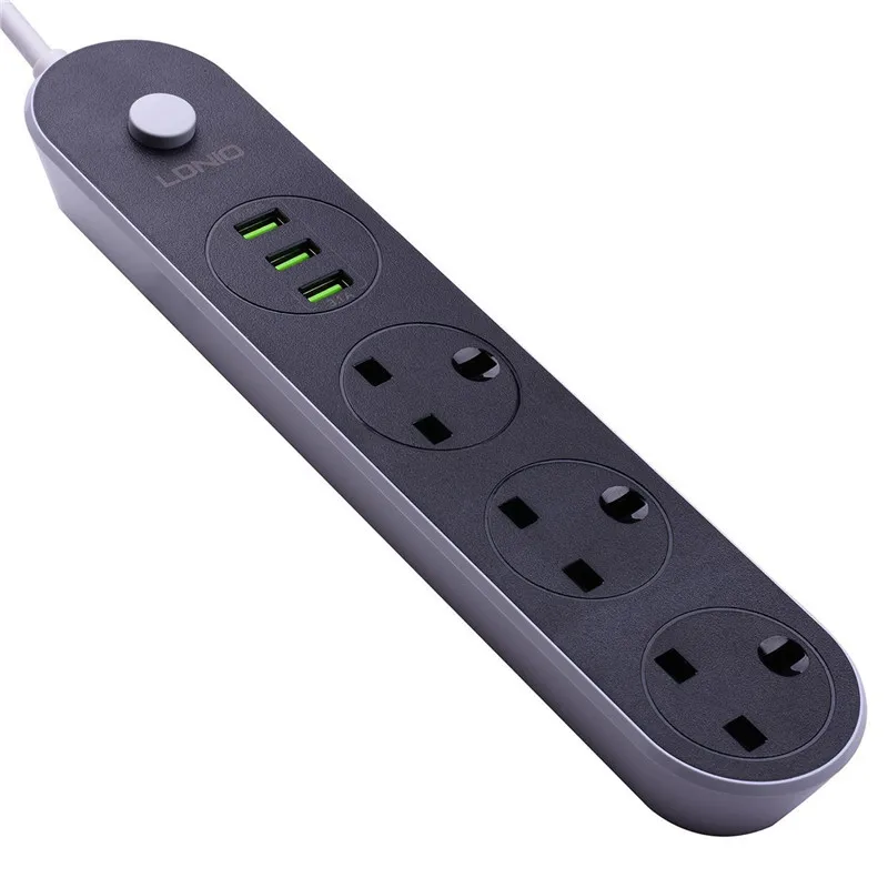 Удлинитель PLYMOTON 2500 Вт с 3 розетками переменного тока USB портами|Удлинители