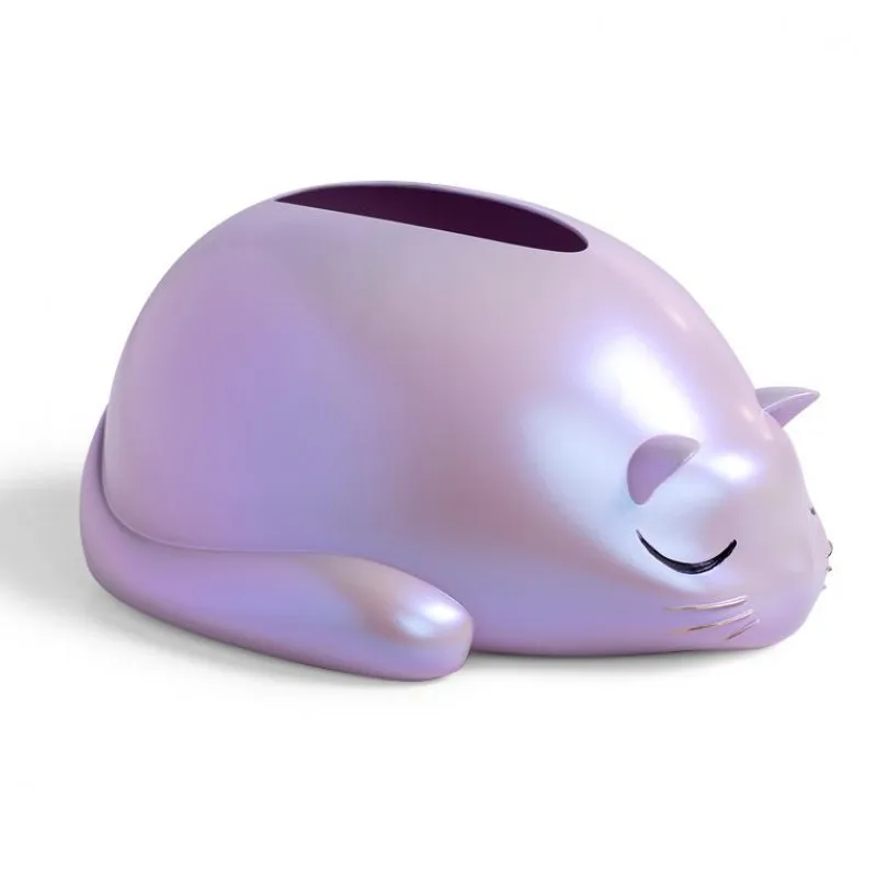 

Cute little lazy cat literary resin tissue box Pretty abstract cat living room decoration tissue box