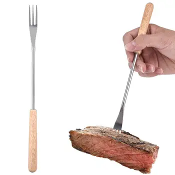 

26.5cm Wooden Handle BBQ Fork Roasting Stick Skewer for Camping Picnic Telescoping Barbecue Roasting BBQ Forks