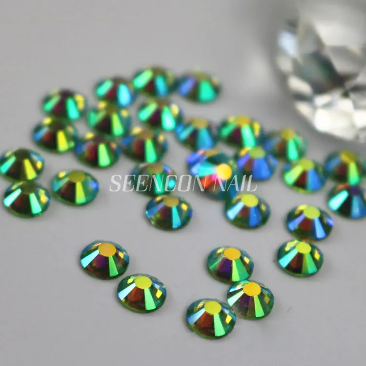 New 1440pcs/lot hot Light Green AB flatback non-hotfix glue-on loose glitter rhinestone for nail art decoration nail crystals 5