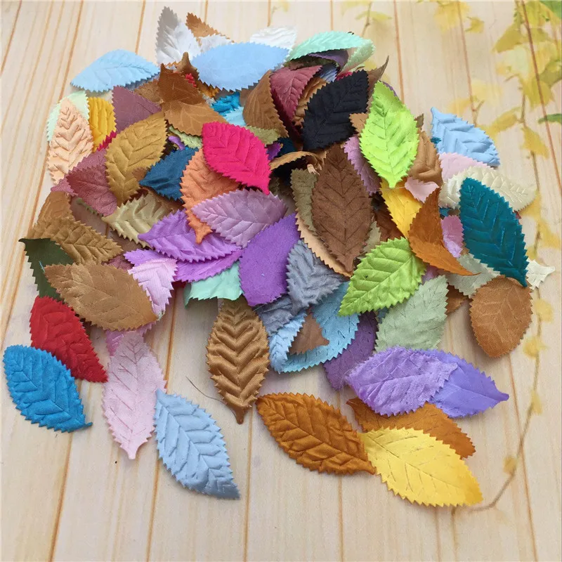 

50pcs 3 Color Green Leaves Artificial Flower For Wedding Decoration Garland Leaf Decorative Craft Fake Flowers