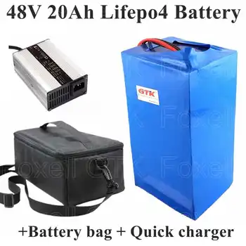 

48v 20AH Lifepo4 Battery For 1000W Electric Motorcycles Tricycles Ebike Electric Bike Electric Vehicle Telecom +5A charger+Bag