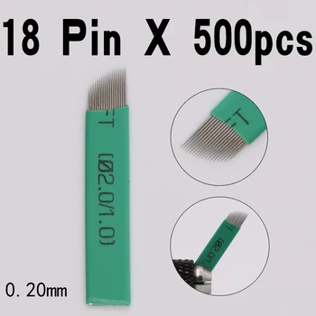 

18 pins 0.20 mm Permanent Makeup Manual Eyebrow Tattoo Needles Blade For 3D Embroidery Microblading Tattoo Pen Machine