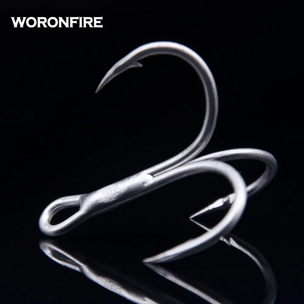 

20pcs/lot Thick Treble Hook Strong Pull 1# 2# 4# 6# 8# 10# 12# High Carbon Steel Round Folded Triple Fishing Hooks Owner