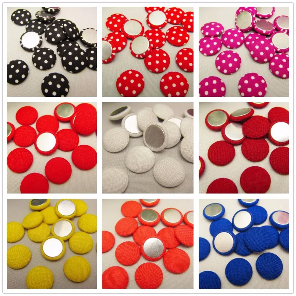 

B171143 , 15mm Solid Fabric and dots Covered flat back Buttons, Cloth Covered Buttons, garment accessories DIY handmade