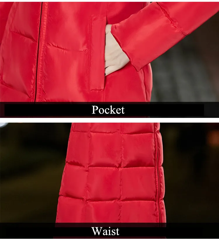 Супер теплый толстый размера плюс 6XL женский пуховик с капюшоном Длинная однотонная зимняя куртка Женское пальто Женская парка на молнии модная новинка