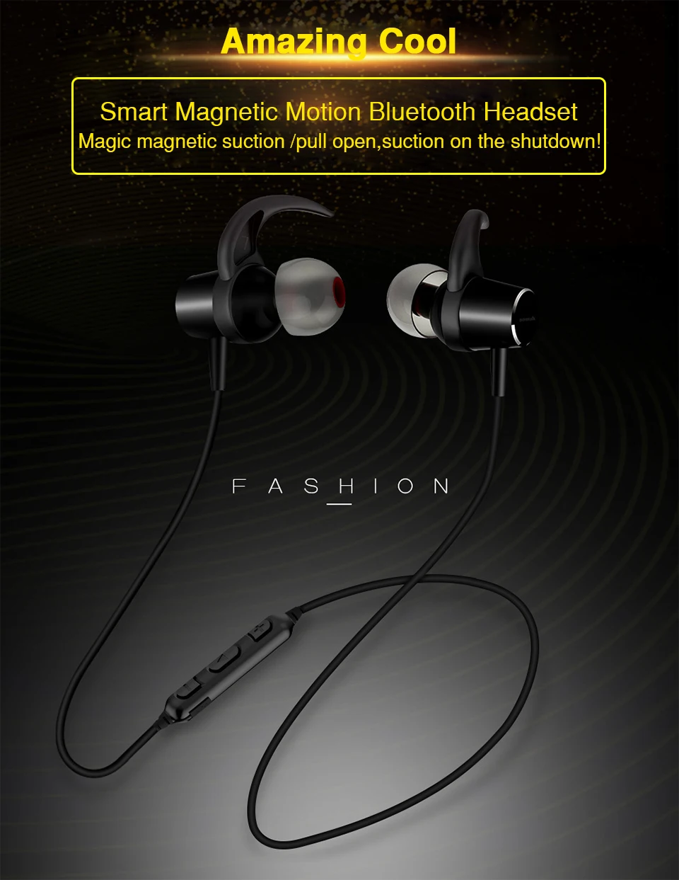 Magnetic switch sports headphones wireless Bluetooth earphones sweatproof running headset gamer earbuds with MIC for iphone 7 (1)