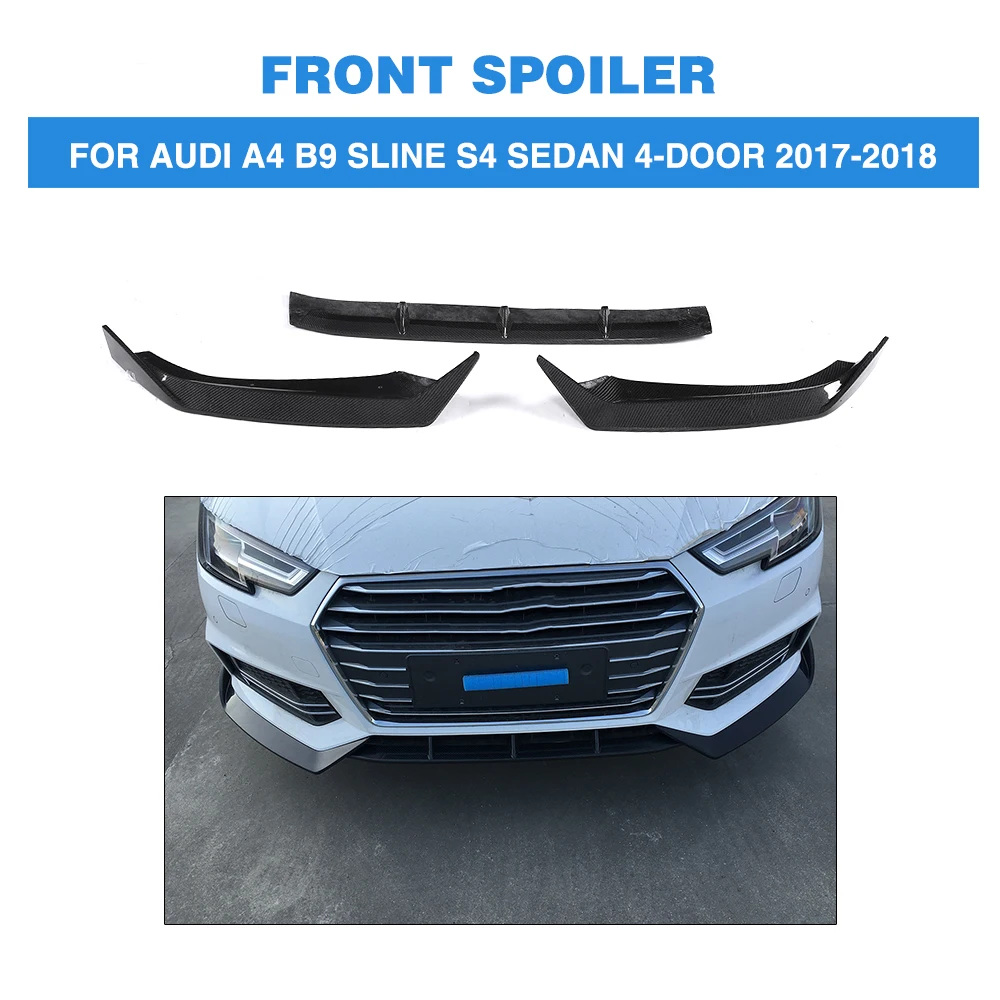 Carbon Fiber Front Bumper Lip Spoiler For Audi A4 B9 SLINE S4 Sedan 4