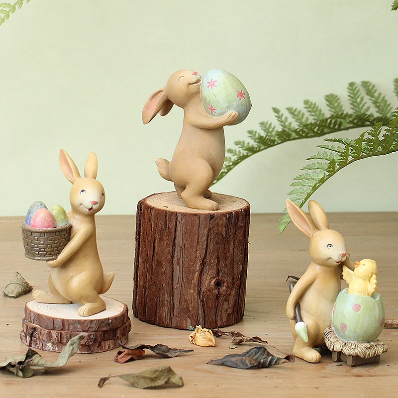 

Cute naughty rabbit holding eggs household ornaments decoration creative bedroom children room partition desktop decoration