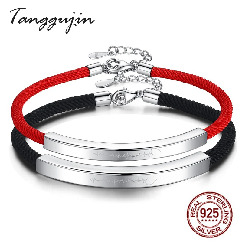

Tanggujin Couple Bracelets 925 Sterling Silver Rope Thread Bracelet Bracelets For Women Men Lovers Trendy Jewelry Gift