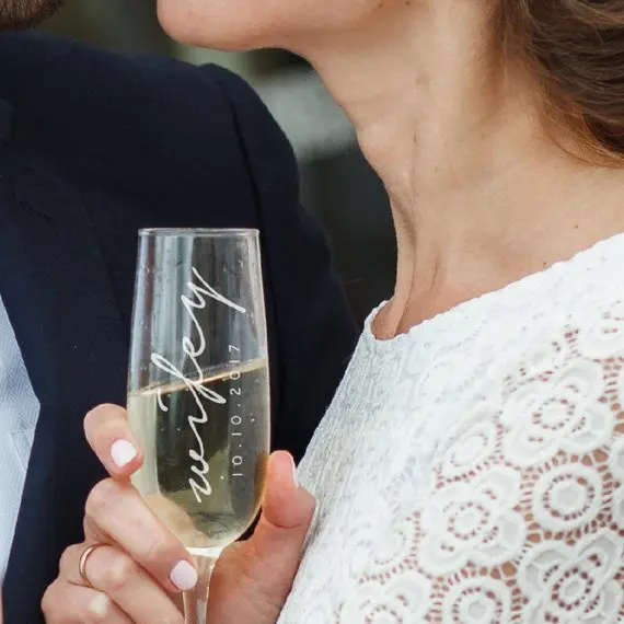 2 шт Wifey Hubby Свадебные персонализированные шампанские флейты свадебные сувениры