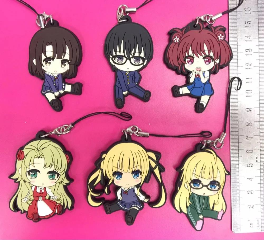 6 шт./лот Saenai героиней no Sodatekata оригинальный японский аниме Рисунок резиновый