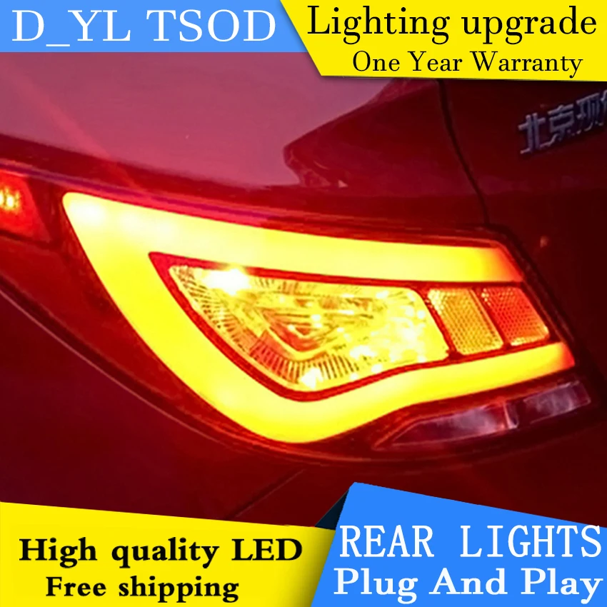 D_YL Car Styling for Hyundai Accent LED Taillights 2011 2013 Solaris