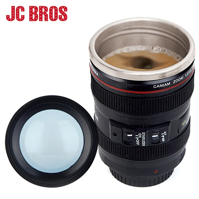 Best Price Creative Stainless Steel Camera Lens Shaped Mugs Coffee Mugs Tea Cup Travel Vacuum Flasks With Lid New Year Gifts Drinkware