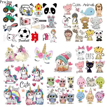 

Prajna Cartoon Animal Unicorn Iron-On Transfers Vynil Heat Transfer Ironing Stickers T-shirts Thermal Patches For Clothing Decor