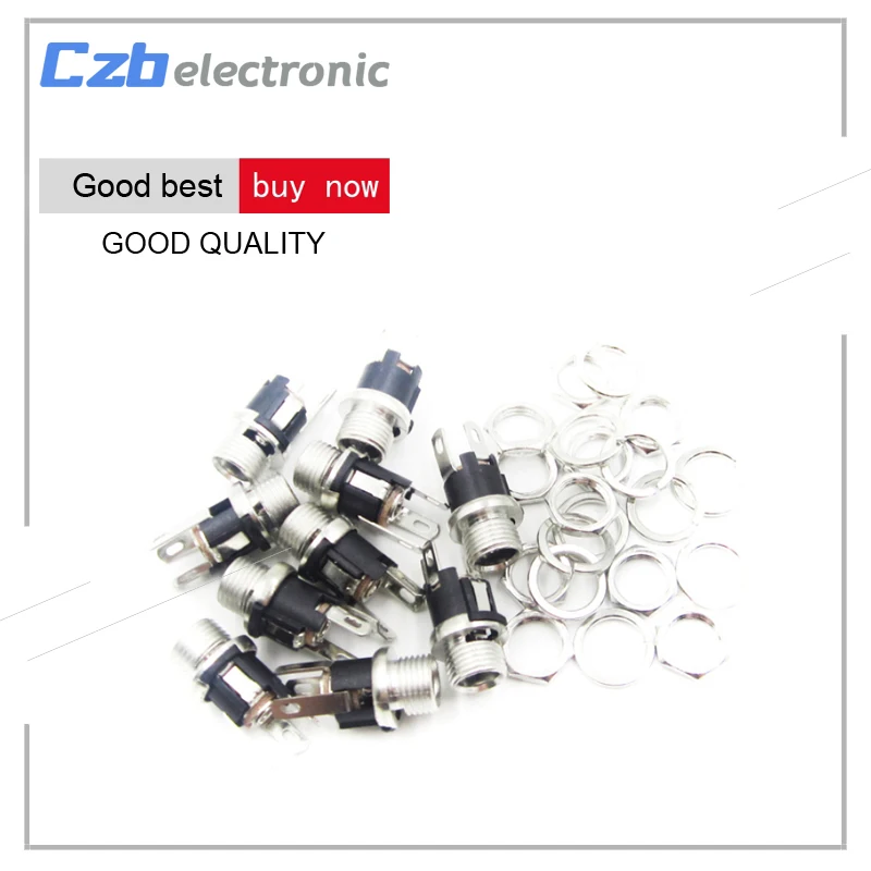 

10PCS DC Power Supply Jack Socket Female Panel Mount 3-Pin Electrical Socket Connector 5.5 x 2.1mm