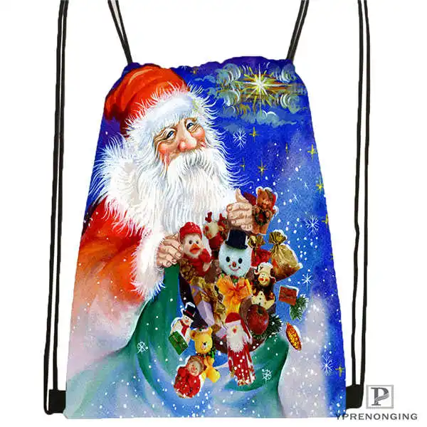 Drawstring Backpack Обычай Счастливого Рождества@ 09 походная сумка на шнурке милый рюкзак для детей(черная спина) 31x40 см#180531-03-25 - Цвет: Drawstring Backpack