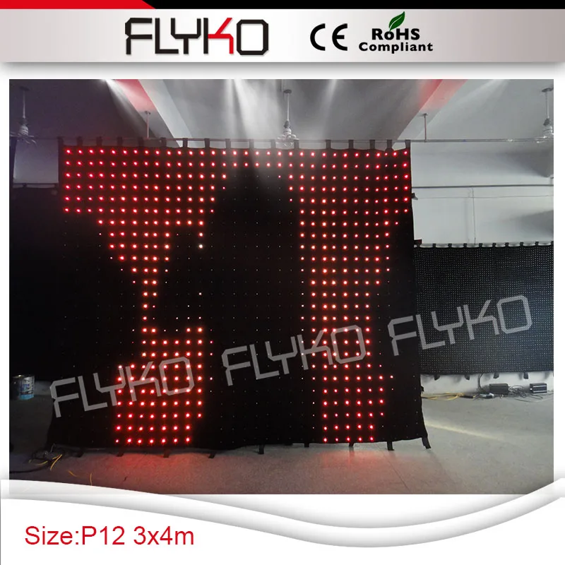 

equipments stage decoration producing media player high definition P12 3x4m video cloth led lights curtain