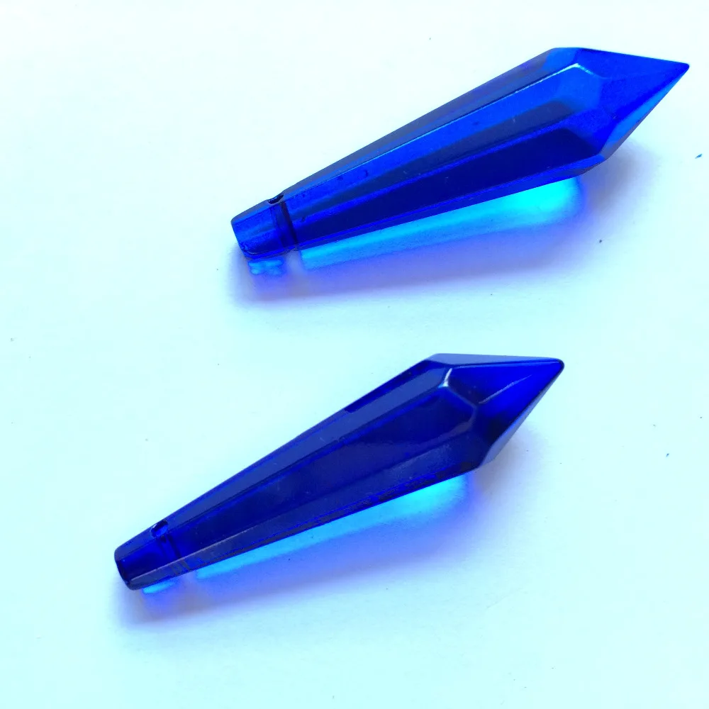 Free shipping 100pcs 52mm Nice Blue Crystal Glass U-drop Icicle Chandelier Crystal Prisms For Table Lamp parts