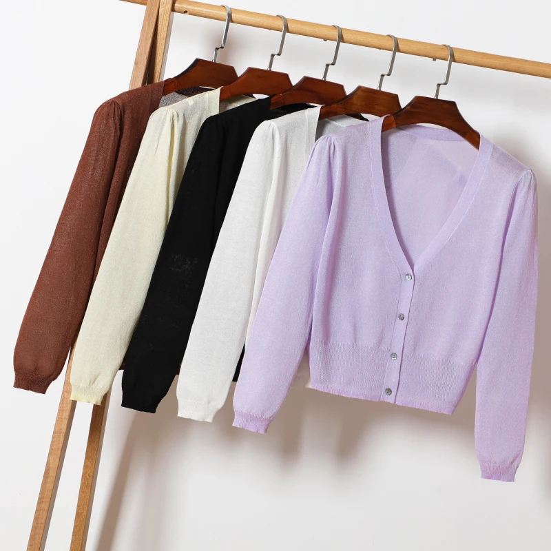 Размер M-4XL, летний женский вязаный короткий свитер с длинным рукавом, кардиганы, пальто, Женский вязаный тонкий кардиган, верхняя одежда для женщин