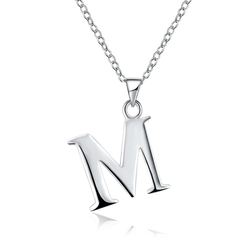 

Hot New English Letter Series Classic M Shape Letter Pendant 925 Sterling Silver Jewelry Women's Pendant Necklace