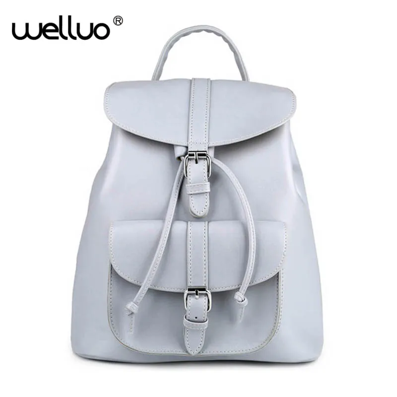 

Pumping Buket Women Backpacks Female 2019 School Bags For Teenage Girls Grey PU Leather Women Backpack Shoulder Mini Bag XA63B