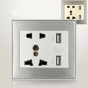 

10pcs Wholesale DC5V 2100mA Universal USB Wall Socket AC 110-250V US UK EU AU Wall Socket 2 Port USB Outlet Power Charger
