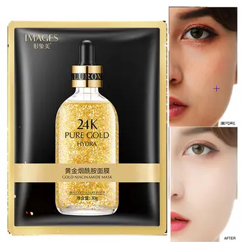 

10Pcs IMAGES 24K gold nicotinamide face mask Anti-Aging Moisturizing Shrink pores facial mask korean skin care