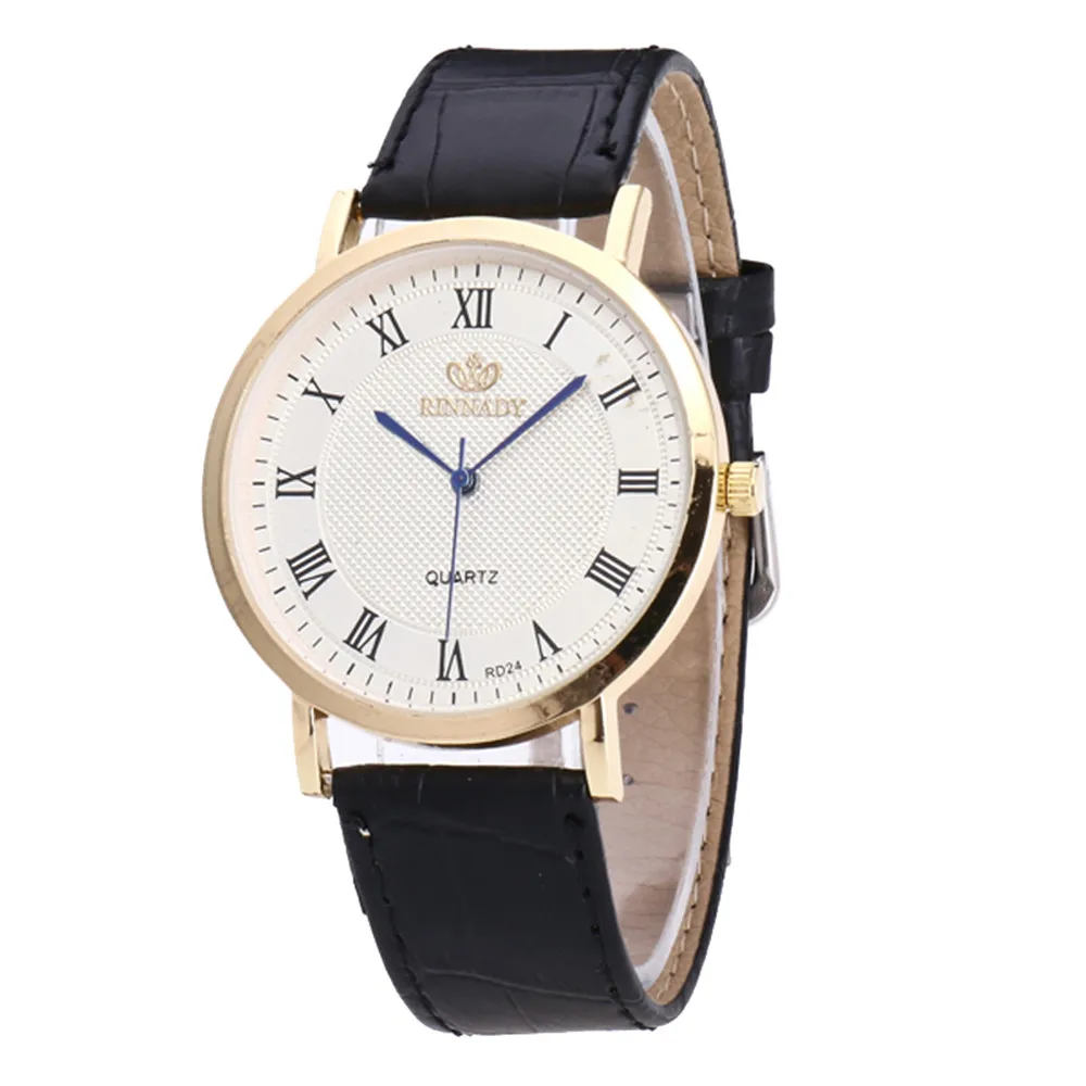 

1pcs Men's Leather Hand #rinnady003 Table Simple Roman Digital Scale Quartz Business Watch horloges mannen 2018 A70