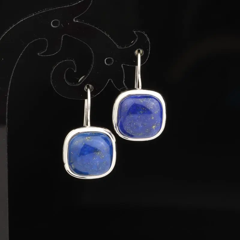 Женские серьги подвески из серебра 925 пробы с натуральным квадратом|earrings for|earrings