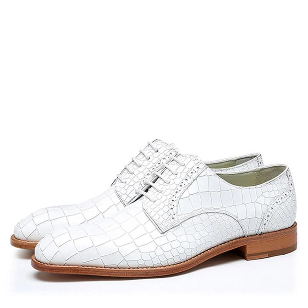 Sipriks/модельные туфли из натуральной кожи на подошве для мужчин; классические рабочие туфли в деловом стиле; белые туфли для свадебной вечеринки; мужские туфли-Дерби - Цвет: Белый